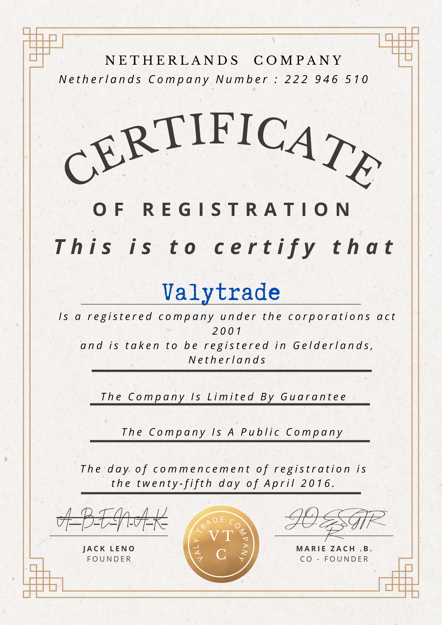 Certificate